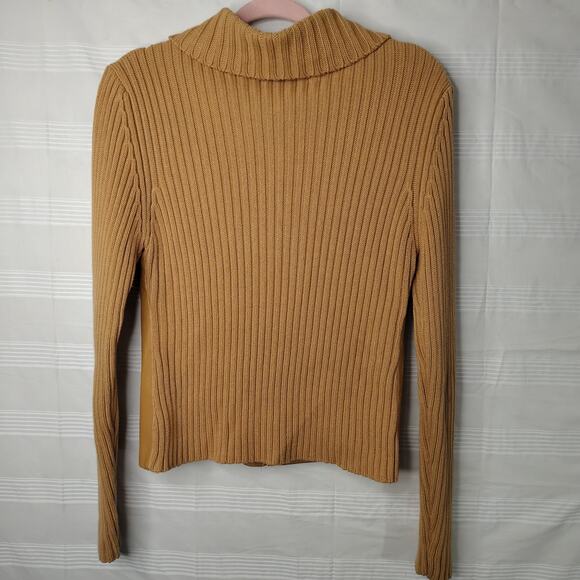 Maurice Sasson Women's Medium Dark Tan‎ Genuine Leather and Knit Sweater - Picture 10 of 14